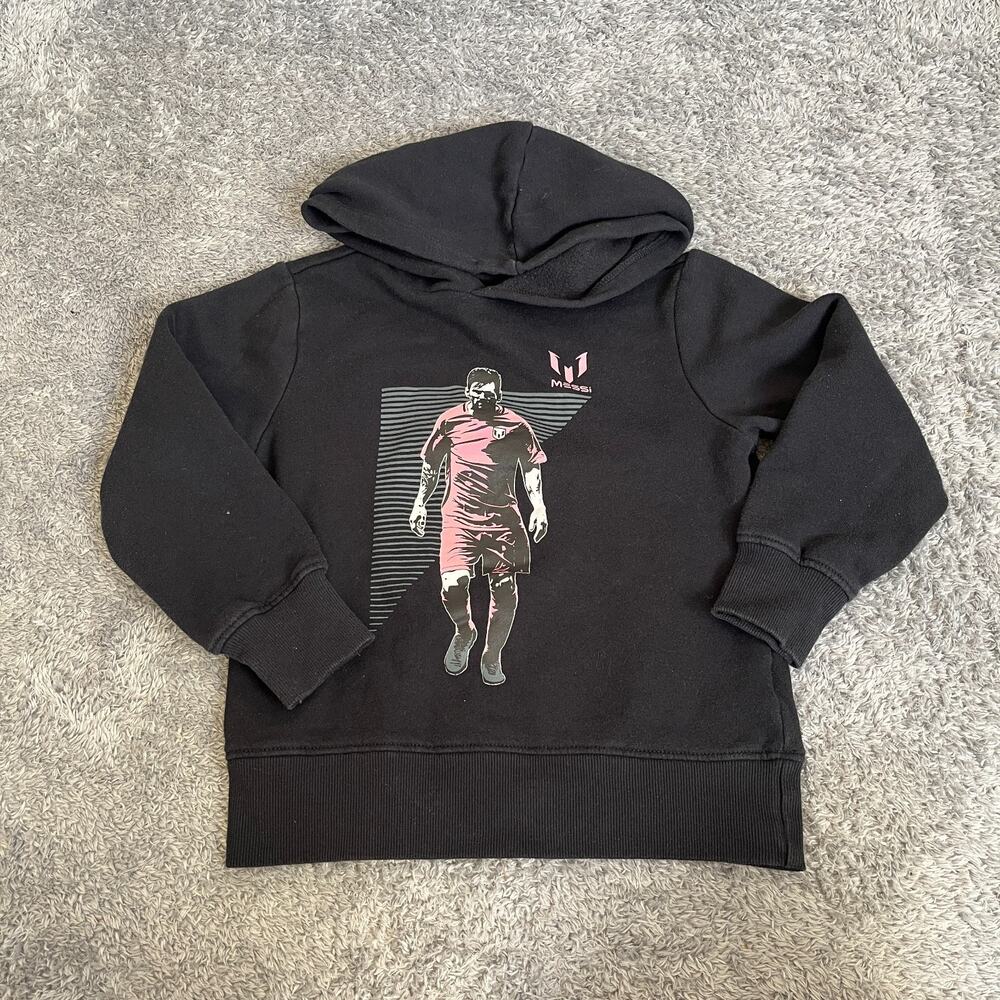 Messi Collection Black Pink Graphic Pullover Soccer Hoodie Jacket Kids Size S